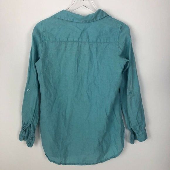 Cold Water Creek Blue Pure Linen Blouse XS - Picture 2 of 9